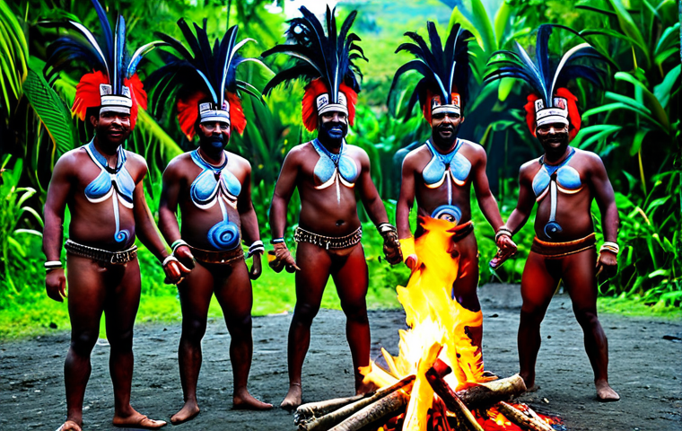 Papuan Ritual Dance**

"A group of Papuan men in vibrant feathered headdresses and body paint, dancing around a bonfire during a traditional ritual, safe for work, appropriate content, fully clothed, modest attire, perfect anatomy, correct proportions, natural pose, well-formed hands, proper finger count, professional photography, high quality, family-friendly, mystical atmosphere, jungle background."

**