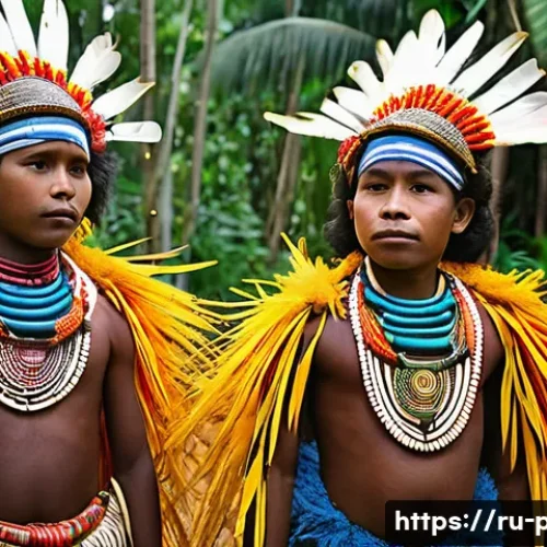 파푸아뉴기니 음악과 전통 악기 - **Prompt: "A vibrant and energetic 'singsing' festival in a lush Papua New Guinean village clearing....