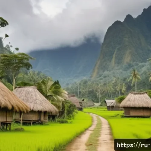 Home 30 파푸아뉴기니 사회 문제 및 빈곤율 - A remote mountainous village in Papua New Guinea surrounded by dense jungle and rugged terrain, trad...